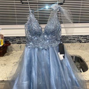 Sky/slate blue quince/prom dress